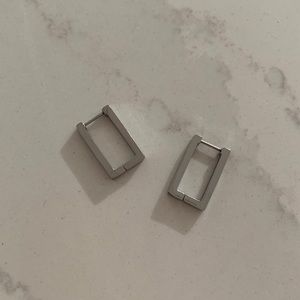 Square Huggie Hoop Earrings sterling silver hoops